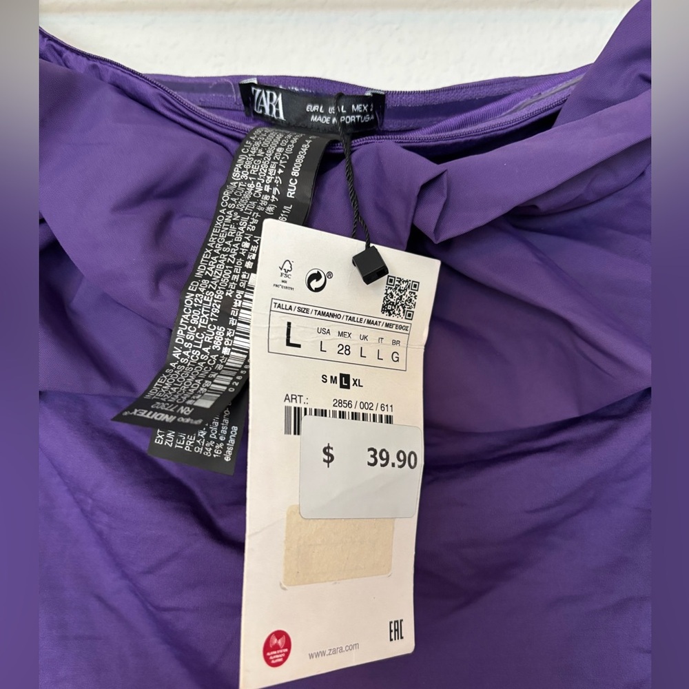 NWT Zara Strapless One Piece Swimsuit purple size large - Picture 6 of 7